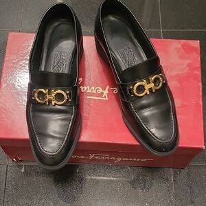 Salvatore Ferragamo Black Loafers Shoes Size 5